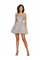 Argent Trapèze Licou Courte Tulle Courte Robes demoiselle d'honneur / Robes de cocktail Pas Chère