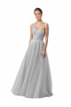 Argent Trapèze Tulle Longue Robes demoiselle d'honneur Pas Chère