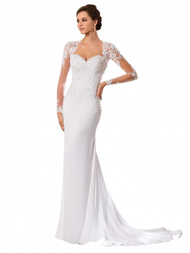 Blanc Fourreau Mousseline Dentelle Robes de mariée Pas Chre