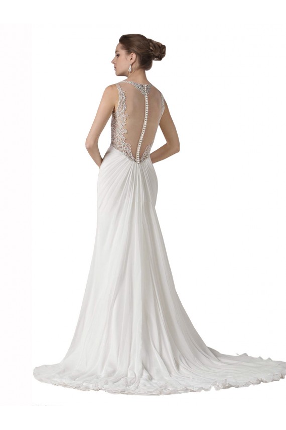 Blanc Fourreau Mousseline Plage Robes de mariée Pas Chère
