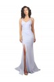 Blanc Sirène Bretelles spaghetti Col Haut Crêpe Stretch Simple Plage Robes de mariée Pas Chère
