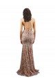 Or rose Sirène Col V Crêpe Stretch Paillette Tulle Longue Formelles Robes demoiselle d'honneur / Robes de soirée / Robes de bal Pas Chère