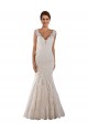 Blanc Sirène Col V Dentelle Robes de mariée Pas Chère