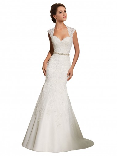 Blanc Sirène Tulle Dentelle Robes de mariée Pas Chre