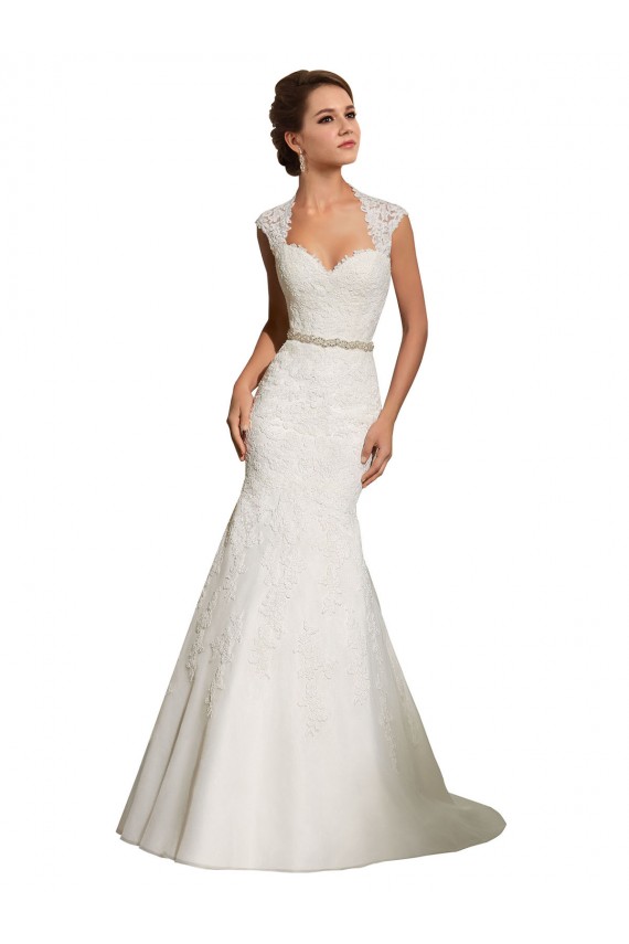 Blanc Sirène Tulle Dentelle Robes de mariée Pas Chère