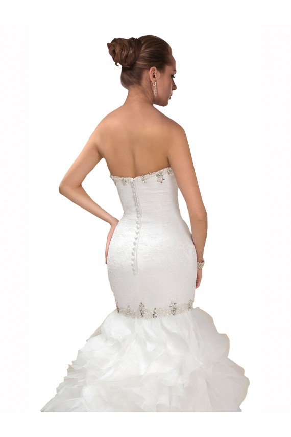 Blanc Sirène Tulle Robes de mariée Pas Chère