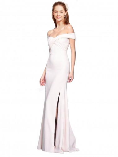 Blanc Sirène Épaule Dénudée Crêpe Stretch Longue Formelles Robes demoiselle d'honneur / Robes de soirée / Robes de bal Pas Chre