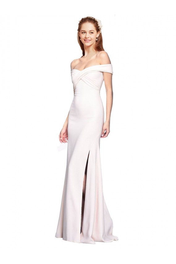 Blanc Sirène Épaule Dénudée Crêpe Stretch Longue Formelles Robes demoiselle d'honneur / Robes de soirée / Robes de bal Pas Chère