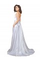Blanc Trapèze Bretelles spaghetti Satiné Stretch Simple Plage Robes de mariée Pas Chère