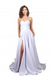 Blanc Trapèze Crêpe Stretch Simple Plage Robes de mariée Pas Chère