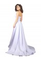 Blanc Trapèze Crêpe Stretch Simple Plage Robes de mariée Pas Chère