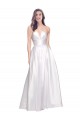 Blanc Trapèze Sans bretelle Satiné Stretch Longue Formelles Robes demoiselle d'honneur / Robes de soirée / Robes de bal Pas Chère
