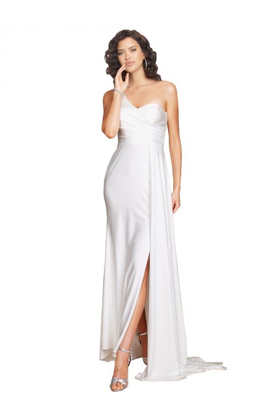Blanc Trapèze Satiné Soyeux Robes de mariée Pas Chère