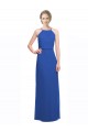 Bleu 135 Trapèze Bretelles spaghetti Mousseline Longue Robes demoiselle d'honneur Pas Chère