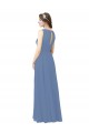 Bleu Windsor Fourreau Illusion Mousseline Longue Robes demoiselle d'honneur Pas Chère