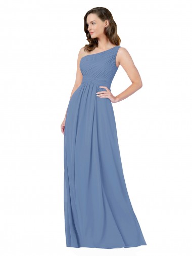 Bleu Windsor Fourreau Mousseline Longue Robes demoiselle d'honneur Pas Chre