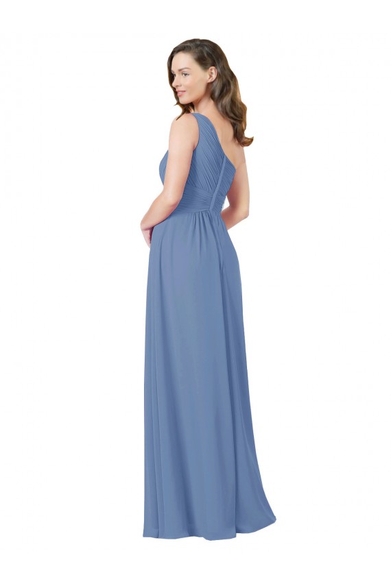 Bleu Windsor Fourreau Mousseline Longue Robes demoiselle d'honneur Pas Chère