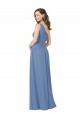 Bleu Windsor Fourreau Mousseline Longue Robes demoiselle d'honneur Pas Chère