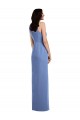 Bleu Windsor Trapèze Col bijou Mousseline Longue Robes demoiselle d'honneur Pas Chère