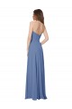 Bleu Windsor Trapèze Sans bretelle Mousseline Longue Robes demoiselle d'honneur Pas Chère