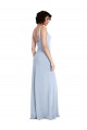 Bleu ciel clair Fourreau Col Carré Crêpe Stretch Longue Robes demoiselle d'honneur / Robes de bal Pas Chère
