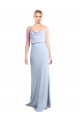 Bleu ciel clair Fourreau Col Haut Crêpe Stretch Longue Formelles Robes demoiselle d'honneur / Robes de soirée / Robes de bal Pas Chère