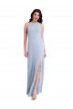 Bleu ciel clair Fourreau Licou Col Haut Crêpe Stretch Longue Formelles Robes demoiselle d'honneur / Robes de soirée / Robes de bal Pas Chère