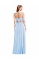 Bleu ciel clair Trapèze Bretelles spaghetti Col V Mousseline Longue Formelles Robes demoiselle d'honneur / Robes de soirée Pas Chère