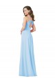 Bleu ciel clair Trapèze Bretelles spaghetti Col V Mousseline Longue Robes demoiselle d'honneur Pas Chère