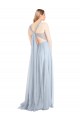 Bleu ciel clair Trapèze Bretelles spaghetti Tulle Longue Robes demoiselle d'honneur Pas Chère