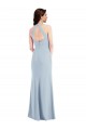 Bleu ciel clair Trapèze Licou Col V Crêpe Stretch Longue Formelles Robes demoiselle d'honneur / Robes de soirée / Robes de bal Pas Chère