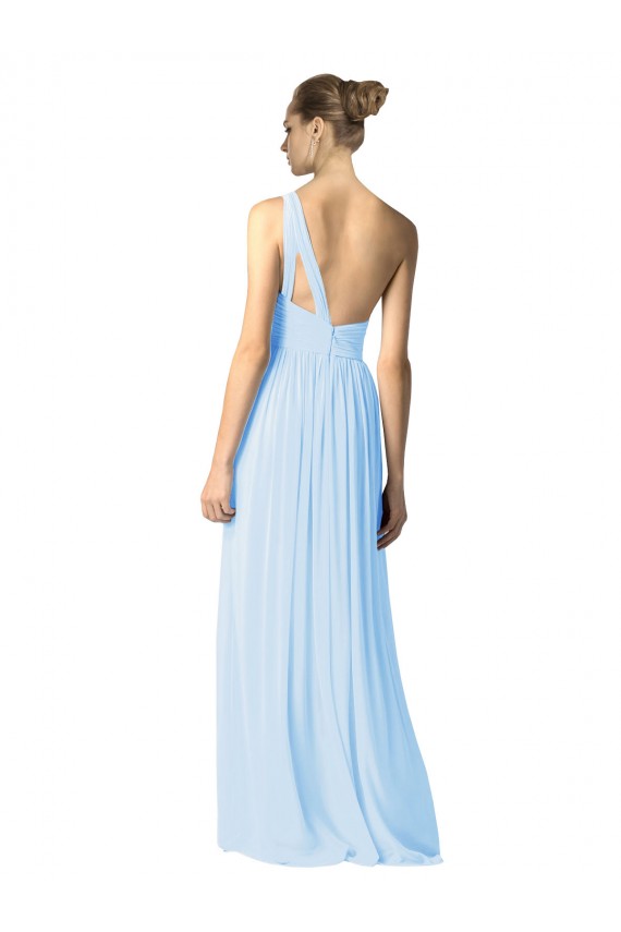 Bleu ciel clair Trapèze Mousseline Longue Robes demoiselle d'honneur Pas Chère