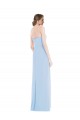 Bleu ciel clair Trapèze Mousseline Longue Robes demoiselle d'honneur Pas Chère