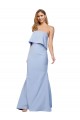 Bleu ciel clair Trapèze Sans bretelle Crêpe Stretch Longue Formelles Robes demoiselle d'honneur / Robes de soirée / Robes de bal Pas Chère