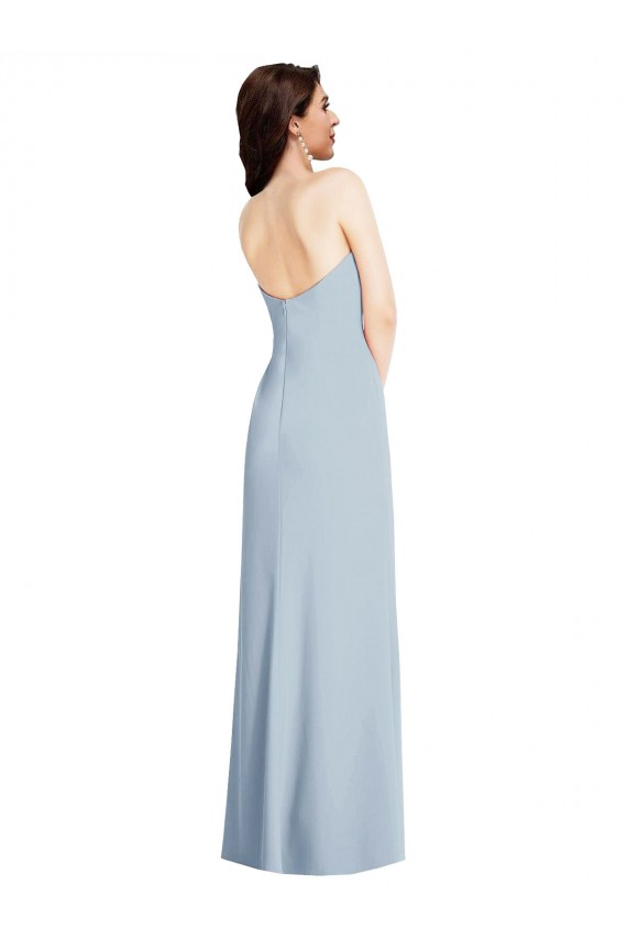 Bleu ciel clair Trapèze Sans bretelle Crêpe Stretch Longue Formelles Robes demoiselle d'honneur / Robes de soirée / Robes de bal Pas Chère