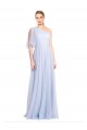 Bleu ciel clair Trapèze Tulle Longue Robes demoiselle d'honneur Pas Chère
