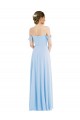Bleu ciel clair Trapèze Épaule Dénudée Mousseline Longue Formelles Robes demoiselle d'honneur / Robes de soirée Pas Chère