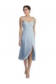 Bleu ciel clair Trapèze midi Crêpe Stretch Courte Robes demoiselle d'honneur / Robes de bal / Robes de cocktail Pas Chère