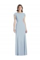 Bleu ciel clair Trompette Bateau Crêpe Stretch Longue Robes demoiselle d'honneur / Robes de bal Pas Chère