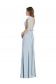 Bleu ciel clair Trompette Bateau Crêpe Stretch Longue Robes demoiselle d'honneur / Robes de bal Pas Chère