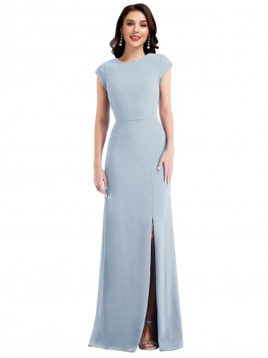 Bleu ciel clair Trompette Crêpe Stretch Longue Formelles Robes demoiselle d'honneur / Robes de soirée / Robes de bal Pas Chre