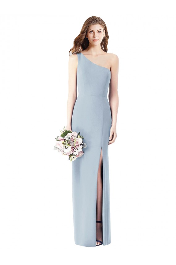 Bleu ciel clair Trompette Crêpe Stretch Longue Robes demoiselle d'honneur / Robes de bal Pas Chère