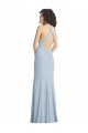 Bleu ciel clair Trompette Licou Col Haut Crêpe Stretch Longue Formelles Robes demoiselle d'honneur / Robes de soirée / Robes de bal Pas Chère