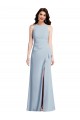 Bleu ciel clair Trompette Licou Crêpe Stretch Longue Robes demoiselle d'honneur / Robes de bal Pas Chère