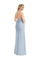 Bleu ciel clair Trompette Licou Crêpe Stretch Longue Robes demoiselle d'honneur / Robes de bal Pas Chère