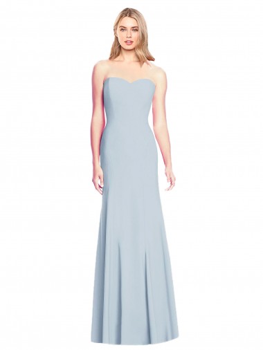 Bleu ciel clair Trompette Sans bretelle Crêpe Stretch Longue Robes demoiselle d'honneur / Robes de bal Pas Chre