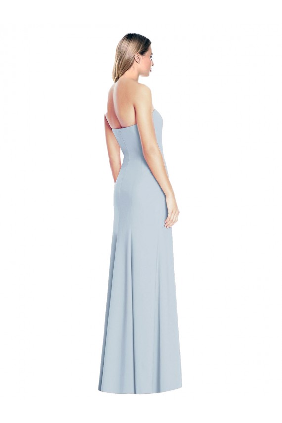 Bleu ciel clair Trompette Sans bretelle Crêpe Stretch Longue Robes demoiselle d'honneur / Robes de bal Pas Chère