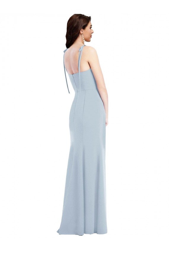 Bleu ciel clair Trompette Sans bretelle Crêpe Stretch Longue Robes demoiselle d'honneur / Robes de bal Pas Chère