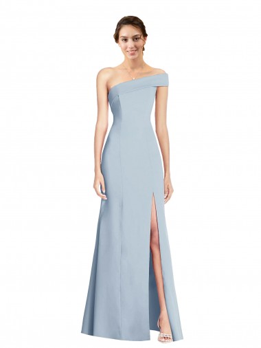 Bleu ciel clair Trompette Épaule Dénudée Crêpe Stretch Longue Formelles Robes demoiselle d'honneur / Robes de soirée / Robes de bal Pas Chre