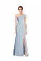 Bleu ciel clair Trompette Épaule Dénudée Crêpe Stretch Longue Formelles Robes demoiselle d'honneur / Robes de soirée / Robes de bal Pas Chère